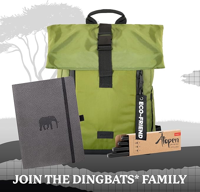 Dingbats Wildlife Dotted Journal A5 - Vegan Leather Hard Cover, Ideal for Work, Travel - Pocket, Elastic Closure, Bookmark