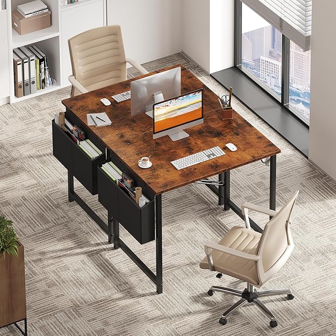 OLIXIS Computer Desk 31 Inch Home Office Desks for Small Spaces, Gaming Writing Study Work Table with Storage Bag and Headphone Hook for Bedroom, Rustic Brown