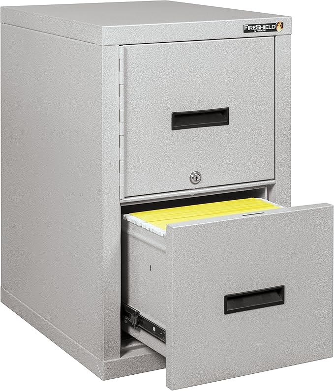 Fire Resistant File Cabinet - Light Weight, fire Rated, One File Drawer & Safe