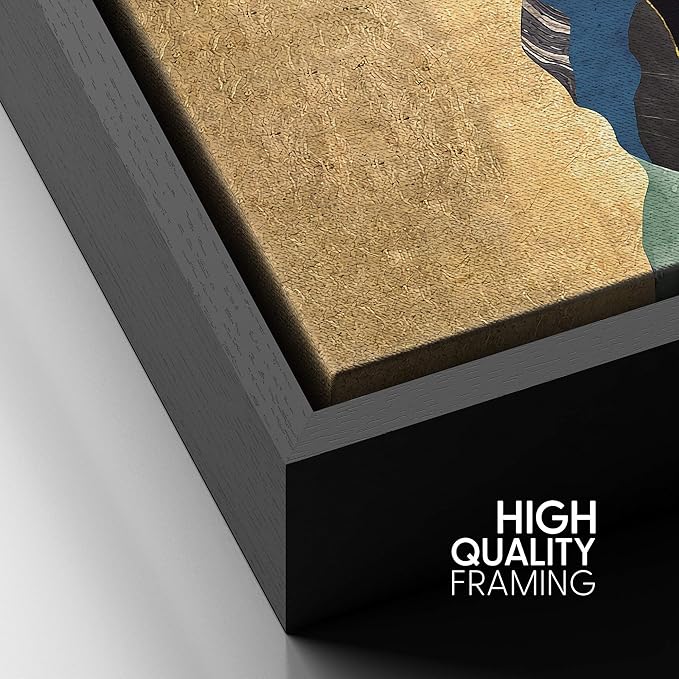 SIGNFORD Framed Canvas Print Wall Art Sun Peeks Over Granite Mountain Range Abstract Wilderness Illustrations Modern Art Contemporary Scenic for Living Room, Bedroom, Office - 16"x24" Black
