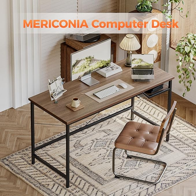 Mericonia 55 inch Computer Desk, Gaming Desk for Small Spaces, Modern Simple Style Table for Home Office, Study Student Writing Table