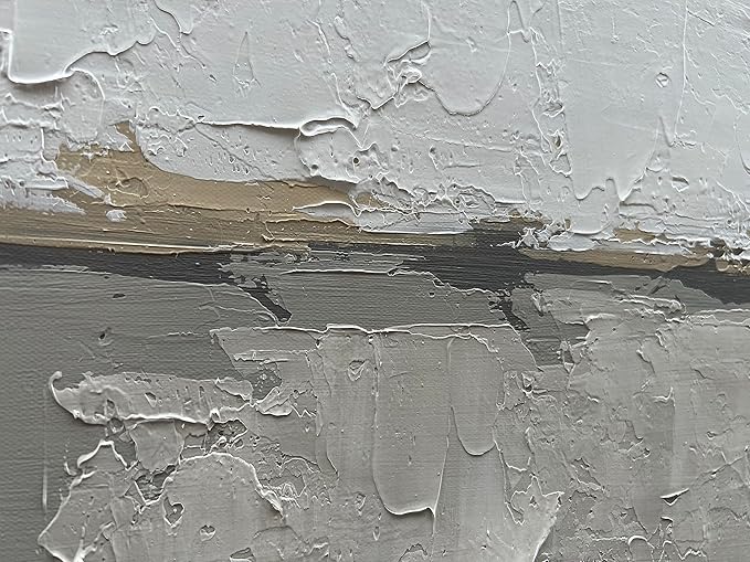 NANKAI Hand-Painted Grey and White Minimalist Oil Painting 30x60 inches Large Modern Art Piece Decorative Art for Living Room, Bedroom, Office, Wall Decorationative Art