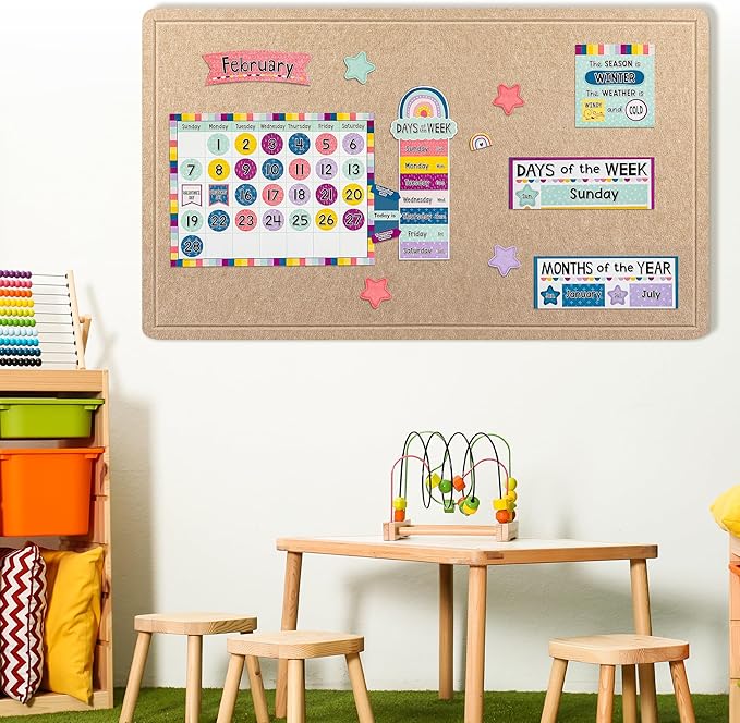 AKTOP Large Office Cork Board 60" x 36", Foldable Felt Notice Pin Board for Wall, Decorative Bulletin Board Photo Display Board with Self-Adhesive Tape for Office, School & Home, 25 Pushpins, Khaki