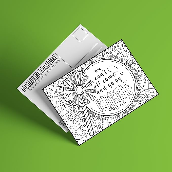 Coloring Broadway - Wicked Inspired Coloring Postcards (Set of 4), Defying Gravity Musical Theater Merchandise, Printed on Matte Card Stock (5” x 7”), Ideal Gift for a Broadway Theater Lover
