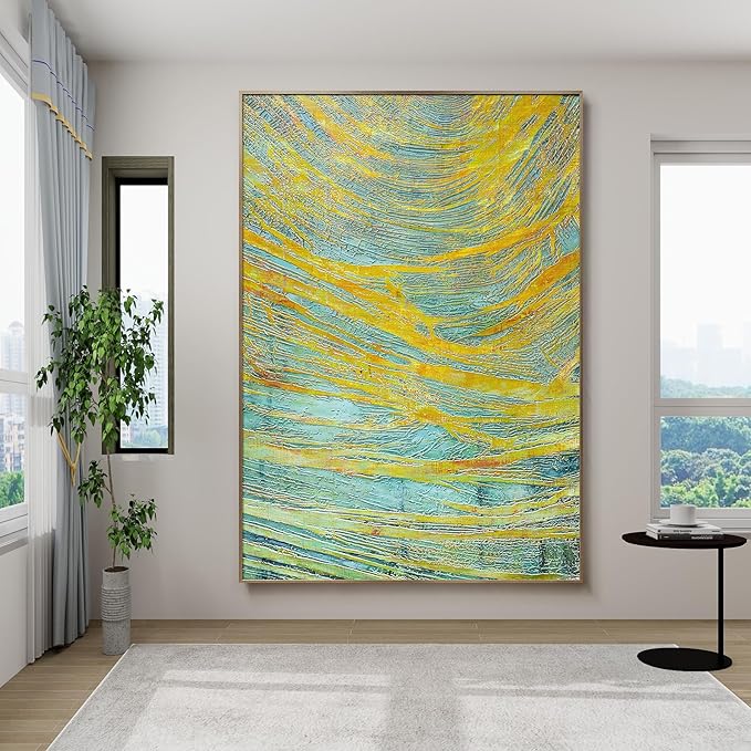 BrightA Green Large Abstract Wall Canvas Art Wall Art for Living Room Framed Canvas Wall Art Large Artwork for Dining Room Hallway Wall Decor 35.4"x51.2"