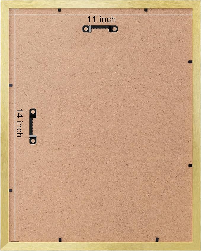 eletecpro 11x14 Picture Frames Set of 10, Picture Frame Collage Wall Decor Display 8x10 Photo with Mat or 11x14 without Mat, Home Decor Gallery Wall Frame for Wall Mounting, Gold