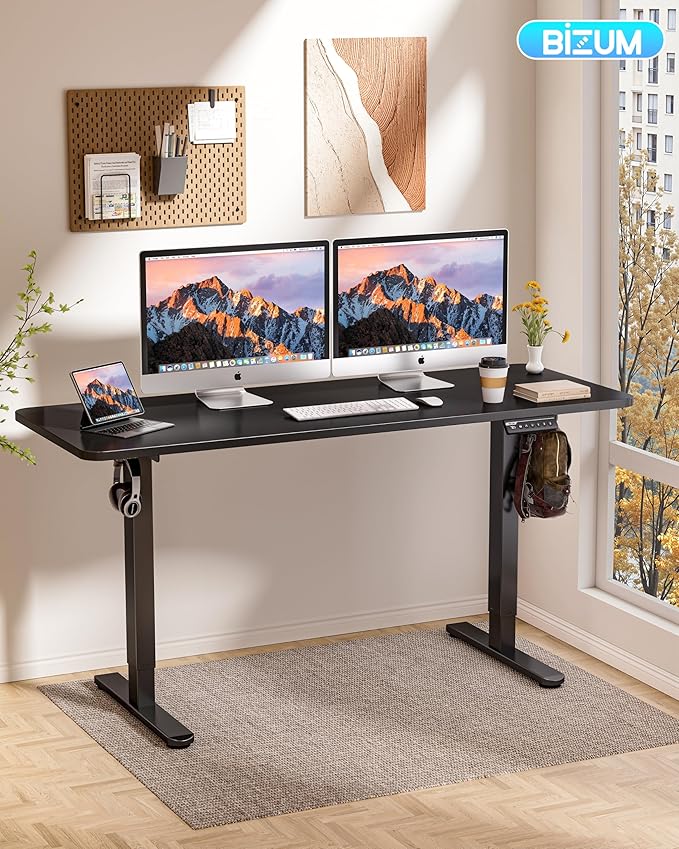 BIZUM Electric Standing Desk 63 x 24 Inch Computer Desk-Gaming Desk Black Home Office Desks Height Adjustable Memory Stand Up Computer Workstation