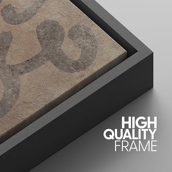 SIGNWIN Framed Canvas Print Wall Art Set Rustic Abstract Earth Tone Curved Line Design Illustrations Modern Art Decorative Abstract for Living Room, Bedroom, Office - 24"x36"x3 Black