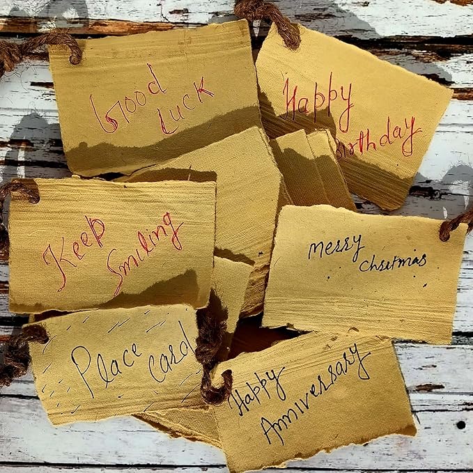 Deckle Papers® Deckled Edge Handmade Paper Place Cards, Escort Cards, Business Cards, Visiting Cards, 150gsm Thick, 2x3 Inches (Pack of-100 Pcs)-Brown