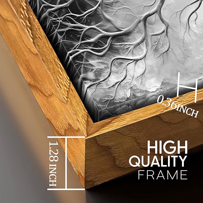 Framed Wall Decor for Office - Modern Abstract Wall Art - Tree Wall Painting for Living Room Ready to Hang Size 29" x 59"