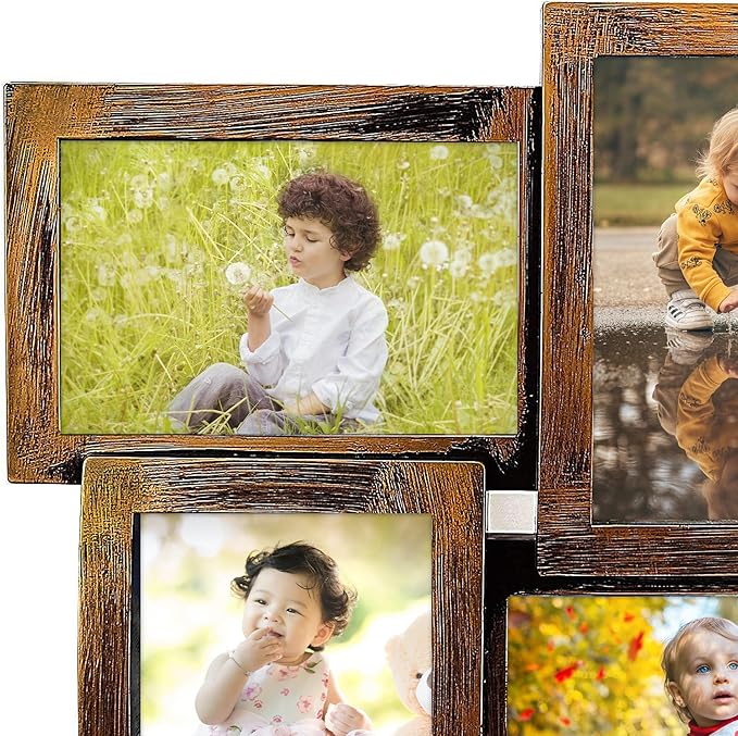 HELLO LAURA - 4x6 Picture Frame Collage Classic Photo Frames Gallery Collection Display 12 Opening Photos Collage Frame for Wall Picture Frame 6" x 4" Photo Sockets x 12 | Bronze Like Edge