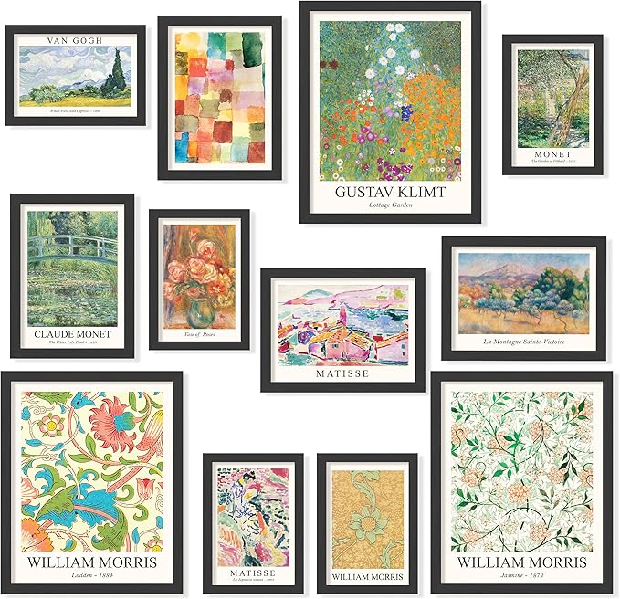 97 Decor Colorful Eclectic Home Decor Aesthetic - Eclectic Posters Famous Artist Paintings Colorful Wall Art Prints, Unique Gallery Wall Art Funky Decor for Teen Girl Dorm Bedroom (8x10 FRAMED) (BLACK FRAME)