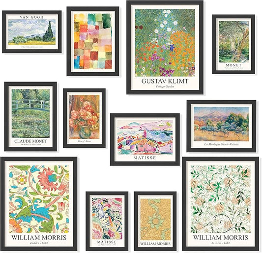 97 Decor Colorful Eclectic Home Decor Aesthetic - Eclectic Posters Famous Artist Paintings Colorful Wall Art Prints, Unique Gallery Wall Art Funky Decor for Teen Girl Dorm Bedroom (8x10 FRAMED) (BLACK FRAME)