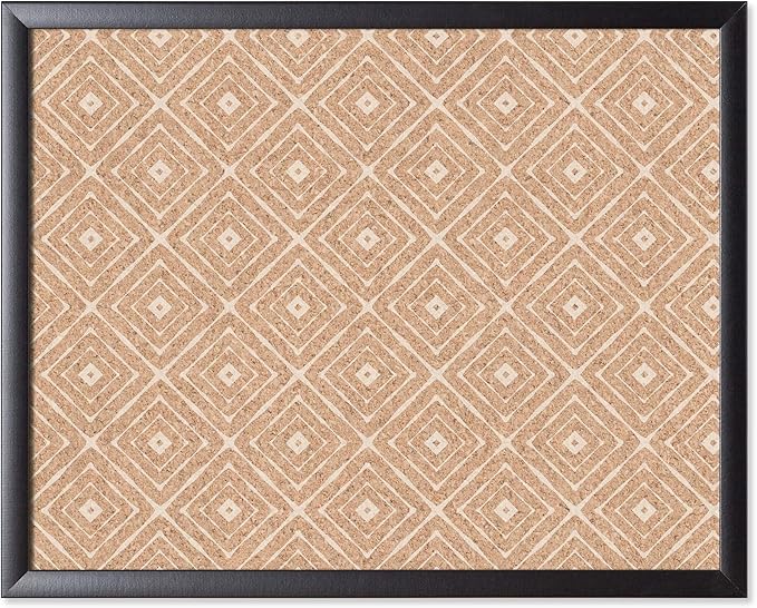 U Brands Fashion Cork Bulletin Board, 16" x 20" Inches, Black Wood Frame