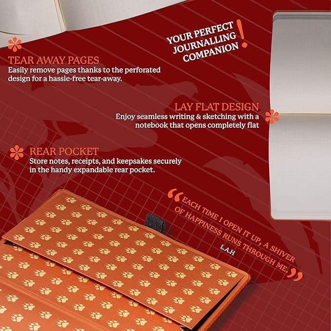 Dingbats* Notebooks - Wildlife Lined Medium Notebook, Orange Tiger, A5 - Hardcover - Cream 100gsm Ink-Proof Paper - Includes Pocket & Bookmark