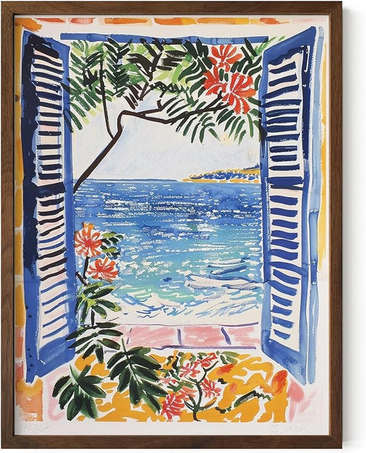 HAUS AND HUES Floral Art Wall Decor - Wildflowers Wall Art for Living Room, Floral Artwork for Bedroom Walls, Flower Painting for College Girls Dorm Room (Open Doors, Walnut Frame, 12x16)