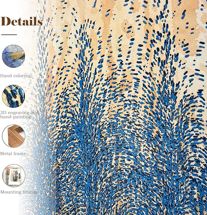 BrightA Blue Woods Abstract Wall Art Wall Painting For Living Room Extra Large Wall Art Large Canvas Art For Living Room Office Dining Room Wall Decor 51.2"x72.8"