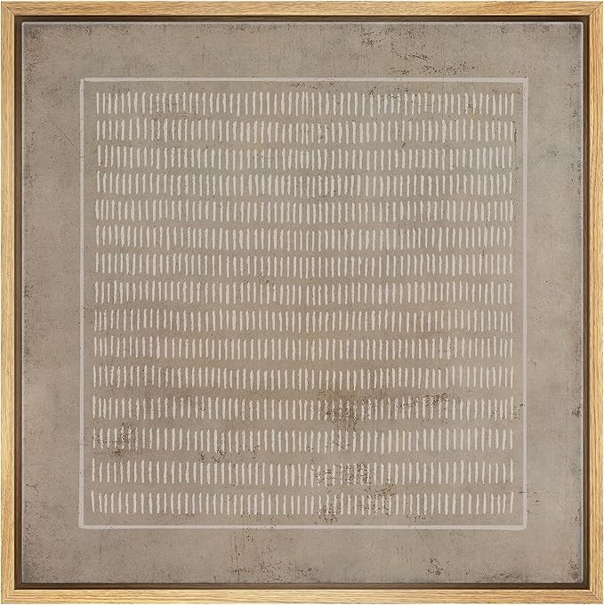 SIGNWIN Framed Canvas Print Wall Art Grunge Pastel Geometric Line Collage Abstract Shapes Illustrations Modern Art Decorative Boho Relax/Zen Nordic for Living Room, Bedroom, Office - 24"x24" Natural