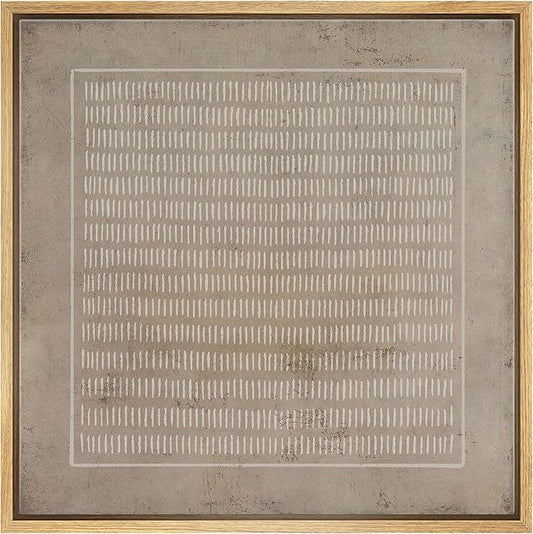 SIGNWIN Framed Canvas Print Wall Art Grunge Pastel Geometric Line Collage Abstract Shapes Illustrations Modern Art Decorative Boho Relax/Zen Nordic for Living Room, Bedroom, Office - 24"x24" Natural
