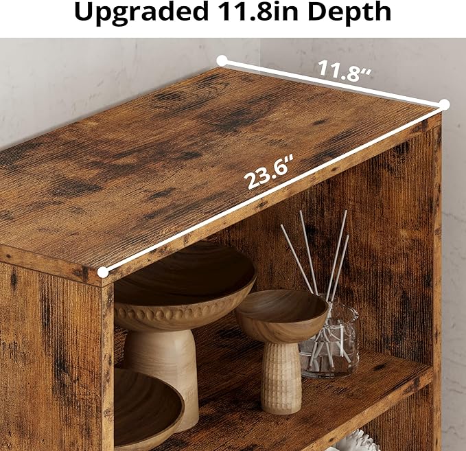 IRONCK Industrial Bookshelves and Bookcases with Doors 11.8 in Depth Floor Standing 5 Shelf Display Storage Shelves Tall Bookcase for Home, Office, Living Room