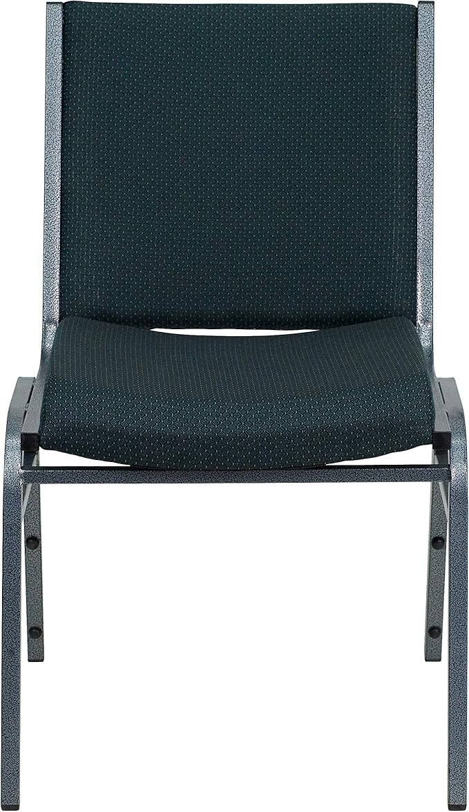 Flash Furniture HERCULES Series Heavy Duty Green Patterned Fabric Stack Chair with Ganging Bracket