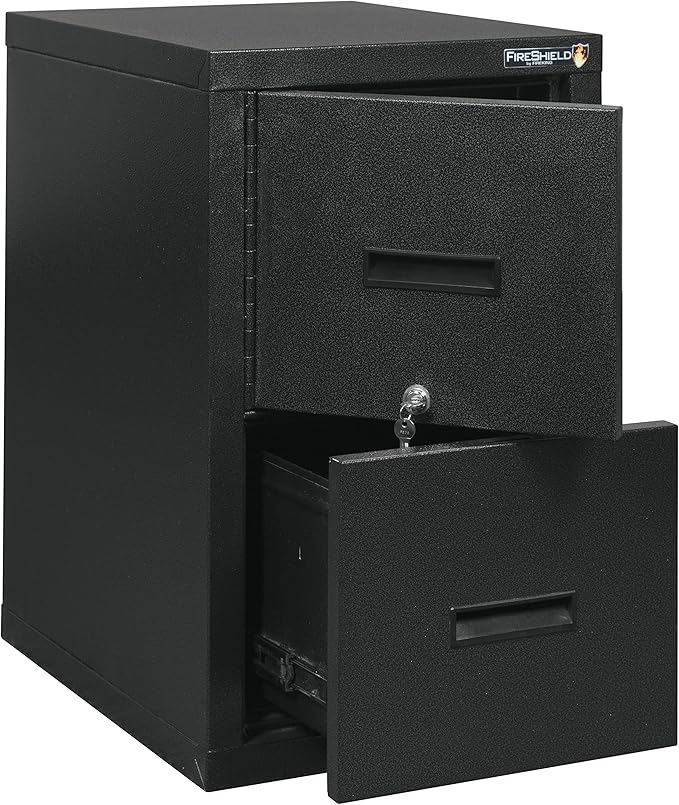FireKing® FireShield 22" D Vertical 1-Drawer File Cabinet and Safe, Metal, Black Stone