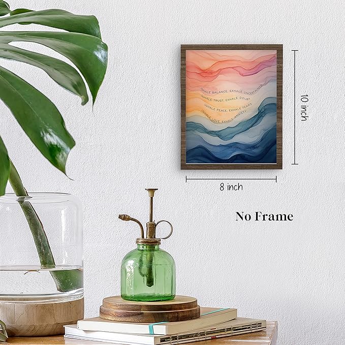 QLMX Inhale Exhale Mental Health Wall Art Prints Set of 4, Watercolor Abstract Prints for Wall Decor, Therapy Office Decor, Calming Breathe Poster for Therapy Counselling Room 8”x10” Unframed