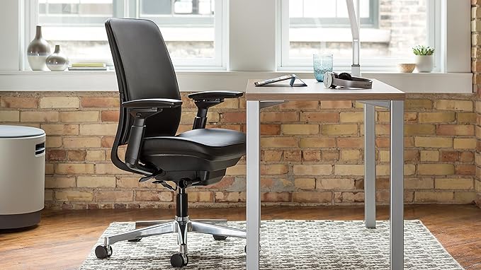 Steelcase Amia Task Chair: Platinum Frame/Polished Aluminum Base - 4 Way Adjustable Arms - Hard Floor Casters
