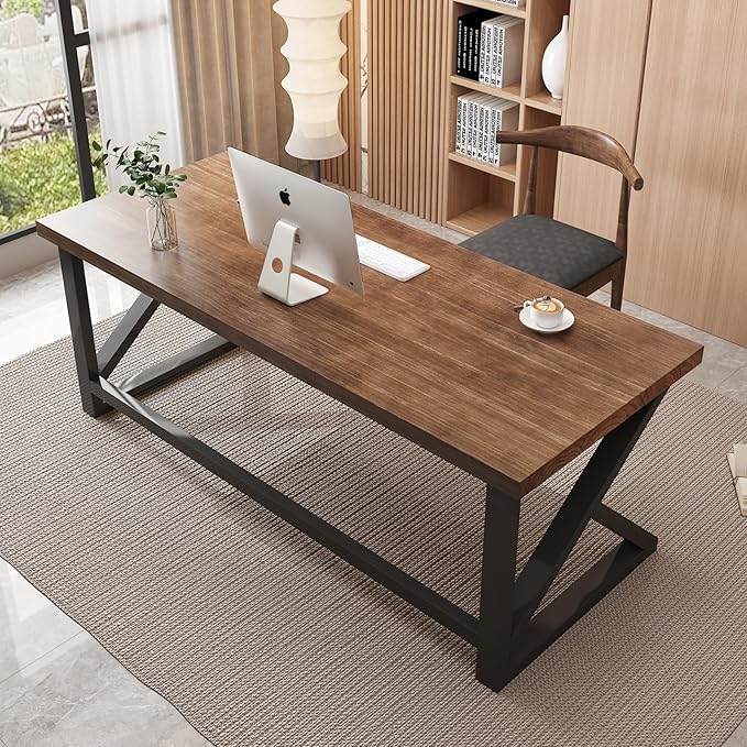 55inch Solid Wood Computer Desk,Large Office Desk Home Simple Modern Long Desk Study Writing Desk Dining Table for Home Office