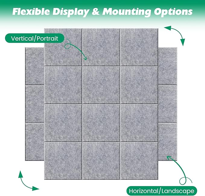 Large Cork Board Alternative - 11.8"x11.8"x0.35" 12 Pack Felt Wall Tiles Self-Adhesive Safe Removable Large Corkboard Bulletin Board Felt Cork Board for Walls or Office 48 x 36-Light Gray