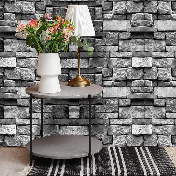 Tenceur Bulletin Board Paper 24 Inch x 100ft Fade Resistant Paper Roll for Classroom Decor(Gray Brick)