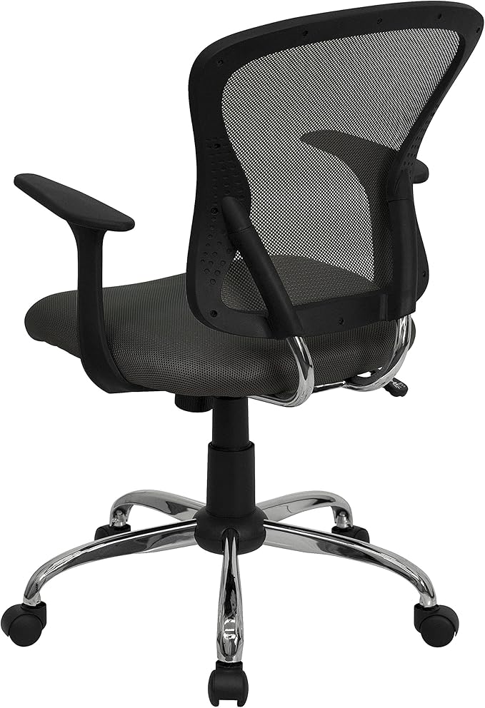 Flash Furniture Alfred Mid-Back Dark Gray Mesh Swivel Task Office Chair with Chrome Base and Arms