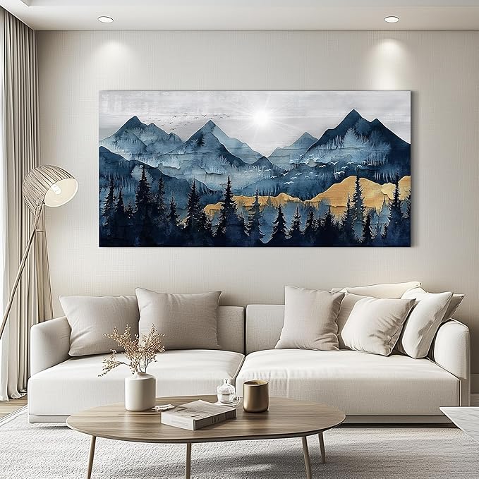 FUHAIHUA Canvas Wall Art For Living Room Large Wall Decor For Office Bedroom Decorations Mountain Landscape Pictures Abstract Painting Artwork Room Wall Mural Aesthetic Home Decor 30x60 In
