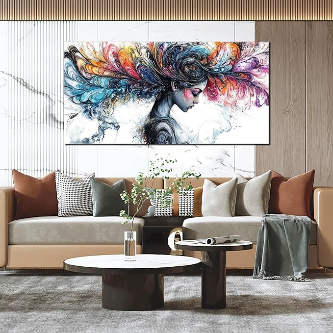 Girl Canvas Wall Art for Living Room - Colorful Abstract Wall Art Bedroom - Girl Room Wall Decor Size 29" x 59"