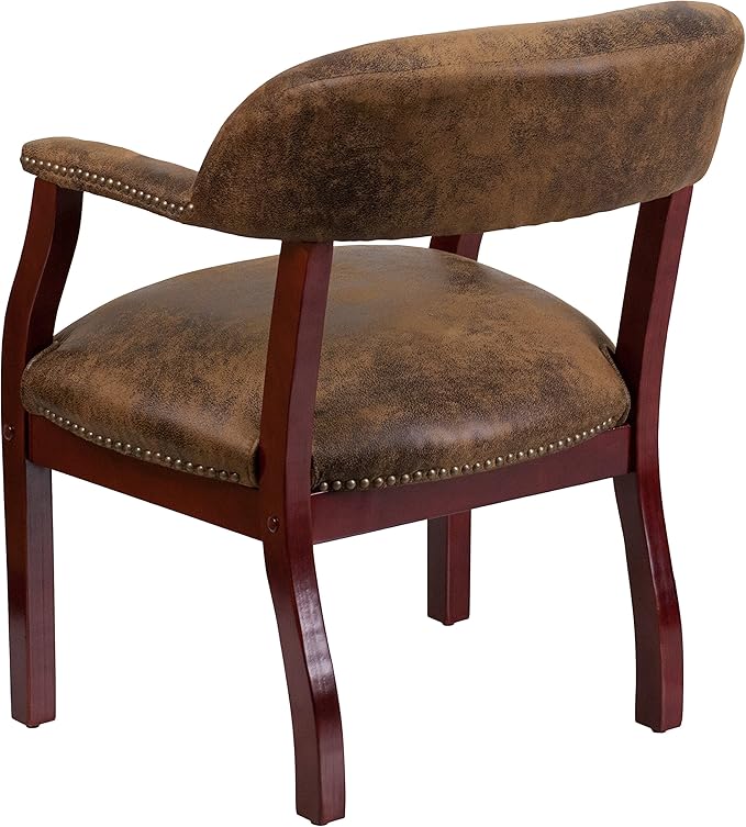 Flash Furniture Diamond Bomber Jacket Brown Luxurious Conference Chair with Accent Nail Trim