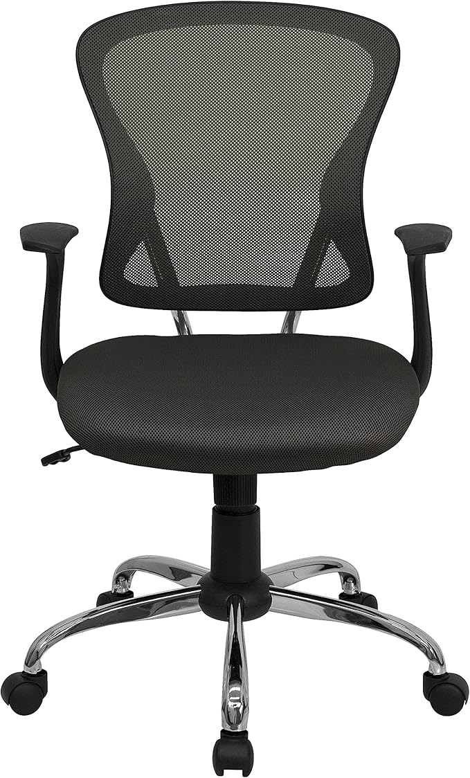 Flash Furniture Alfred Mid-Back Dark Gray Mesh Swivel Task Office Chair with Chrome Base and Arms
