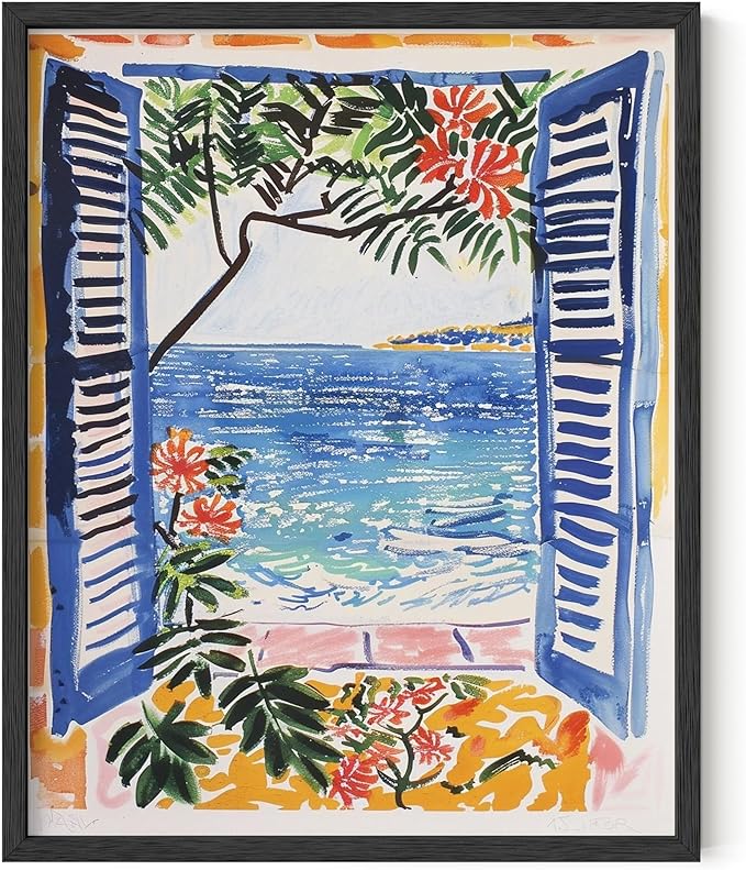 HAUS AND HUES Floral Art Wall Decor - Wildflowers Wall Art for Living Room, Floral Artwork for Bedroom Walls, Flower Painting for College Girls Dorm Room (Open Doors, Black Frame, 8x10)