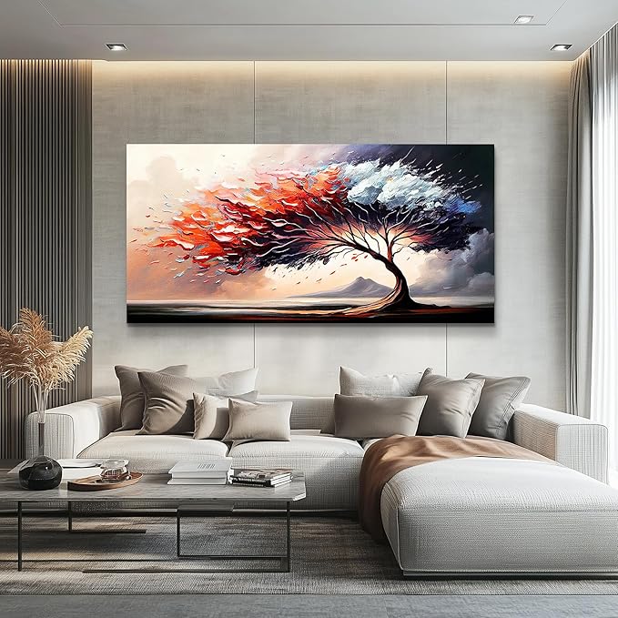 MHARTK66 Wall Decorations For Living Room Large Canvas Wall Art For Bedroom Office Decor Tree Landscape Abstract Wall Paintings Framed Prints Pictures Artwork Modern Hotel Room Home Decor 30x60 In