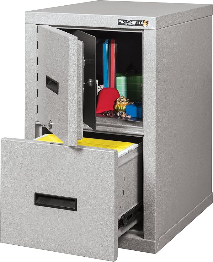 Fire Resistant File Cabinet - Light Weight, fire Rated, One File Drawer & Safe