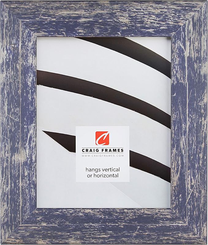 Craig Frames American Barn, Faux Barnwood Picture Frame, Blue, 24 x 36 Inch