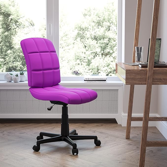 Flash Furniture Clayton Mid-Back Purple Quilted Vinyl Swivel Task Office Chair