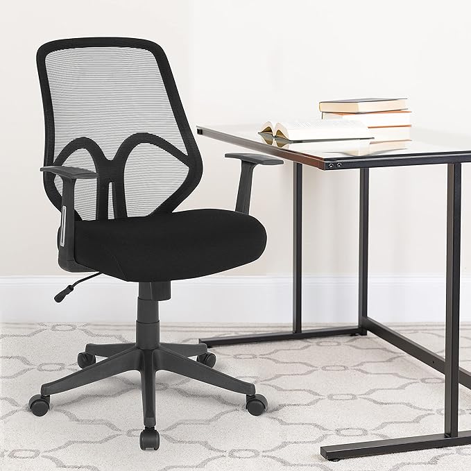 Flash Furniture Salerno Series High Back Black Mesh Office Chair with Arms