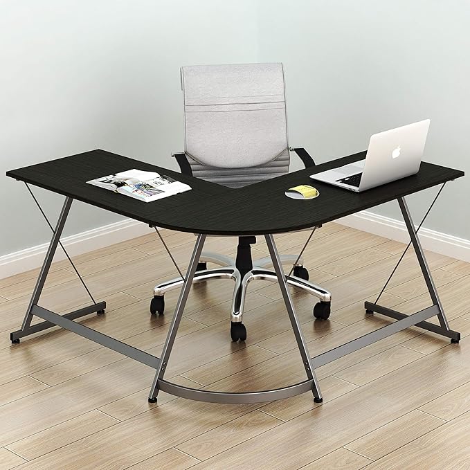 SHW L-Shaped Computer Gaming Desk, Espresso