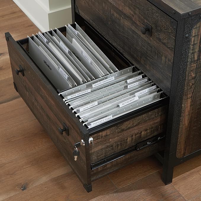 Sauder Steel River Lateral File, Carbon Oak Finish