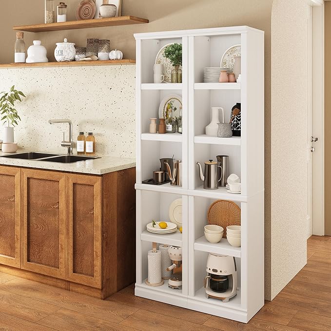 70" Tall Bookcase, White Narrow Floor Standing Bookshelf, 5 Tier Shelves Open Storage Organizer, Book Case for Living Room Hallway Kitchen Home Office Bathroom, White - 5 Tier