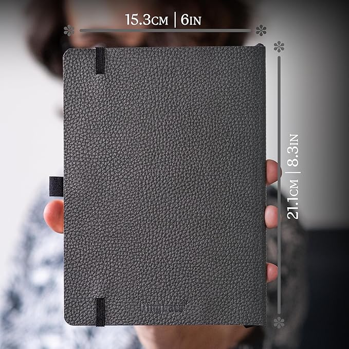 Dingbats Wildlife Dotted Journal A5 - Vegan Leather Hard Cover, Ideal for Work, Travel - Pocket, Elastic Closure, Bookmark