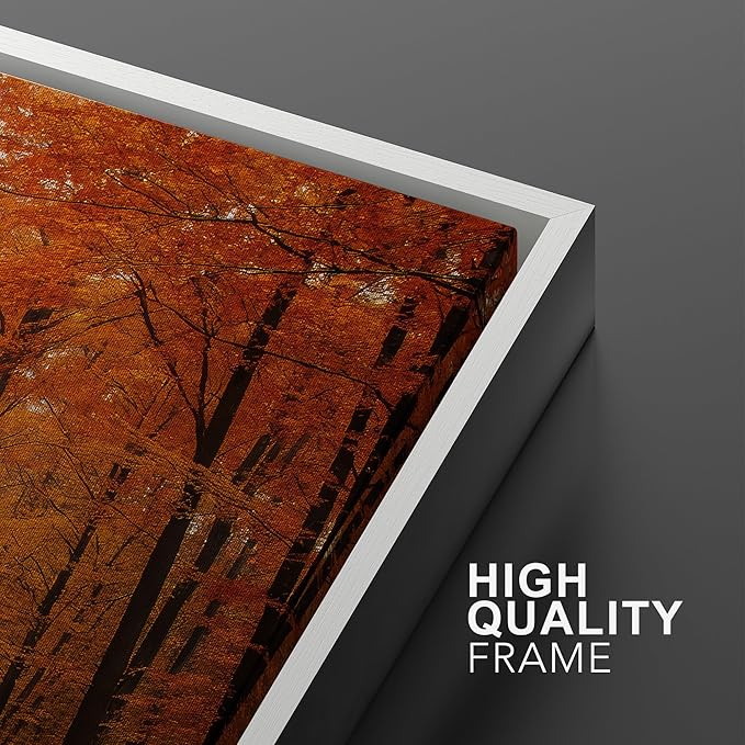 SIGNWIN Framed Canvas Print Wall Art Set Autumn Forest Road Nature Landscape Illustrations Modern Art Minimal Boho Relax/Calm for Living Room, Bedroom, Office - 24"x36"x2 White