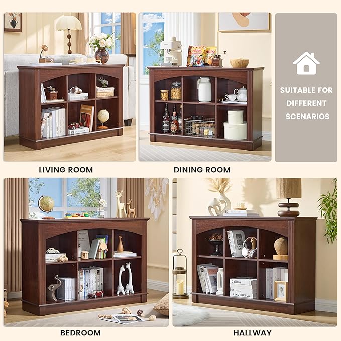 LIDYUK Bookshelf, 6-Cube Bookcase and Kids Bookshelf, Wooden Storage Cabinet with Cube Organizer, Modern Book Shelf Furniture, Living Room, Office Storage, Toy Organizer, Display Cabinet Cherry