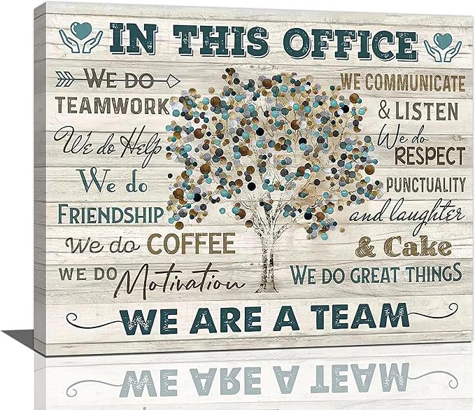 yerretin In this Office Wall Art Motivational Quotes Pictures Wall Decor for Office Inspirational We Are A Team Canvas Painting Room Decorations Artwork Framed Ready to Hang, 20"x16"
