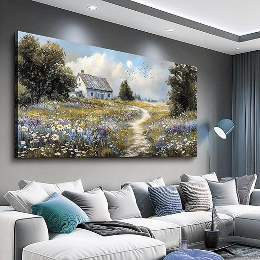 FUHAIHUA Large Wall Decor For Living Room Canvas Wall Art For Office Modern Wall Decorations For Bedroom Farmhouse Landscape Painting Countryside Pictures Artwork Room Home Decor 24x48 In